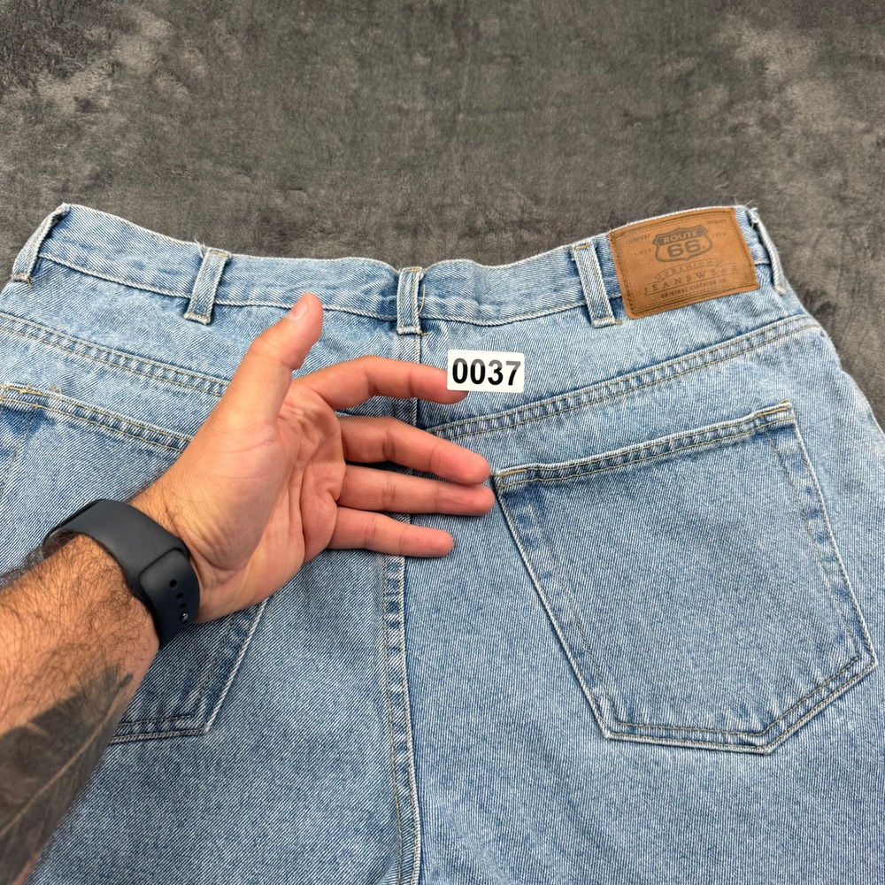 Vintage Route 66 Relaxed Fit Denim Shorts Mens 36 Light Wash Blue Cotton Kmart - Picture 12 of 12